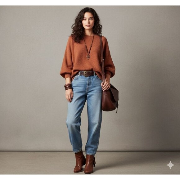 KG Kurt Geiger Oversized Rust Wool Mohair Blend Pullover Sweater Women's Large - Picture 1 of 11